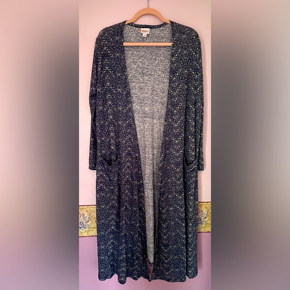 Lularoe Sarah long duster cardigan, size medium, GUC